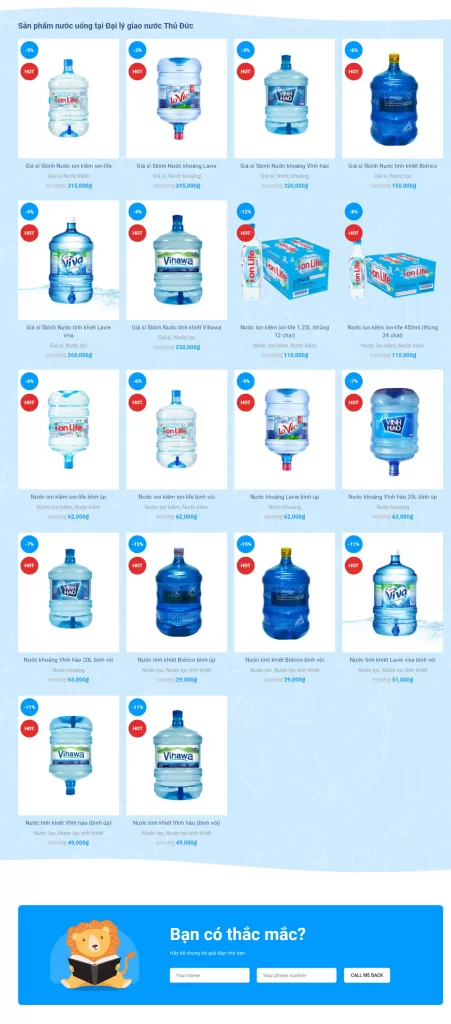 mẫu thiết kế trang web bán hàng