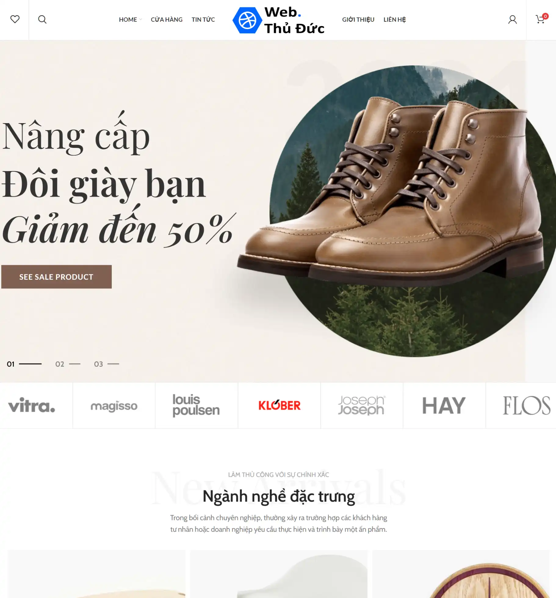 mẫu thiết kế website cửa hàng giày dep