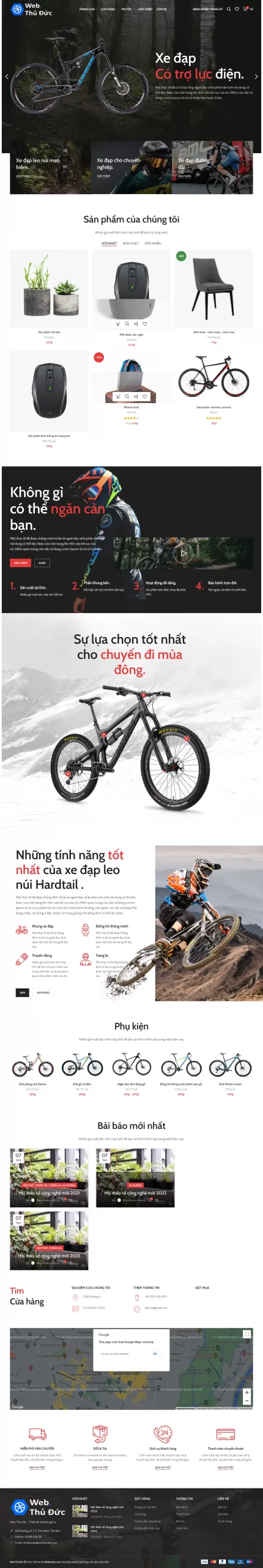 mẫu thiết kế website cửa hàng xe đạp