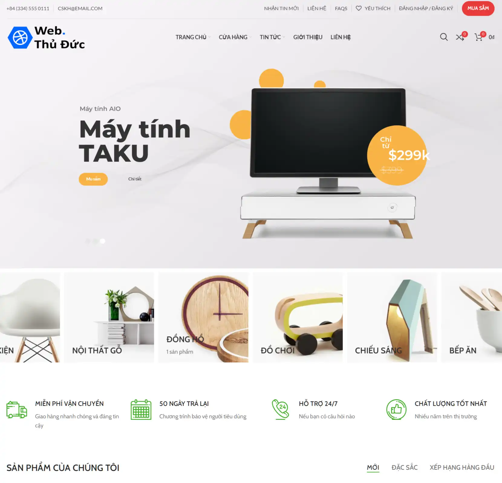 mẫu thiết kế website điện tử gia dụng