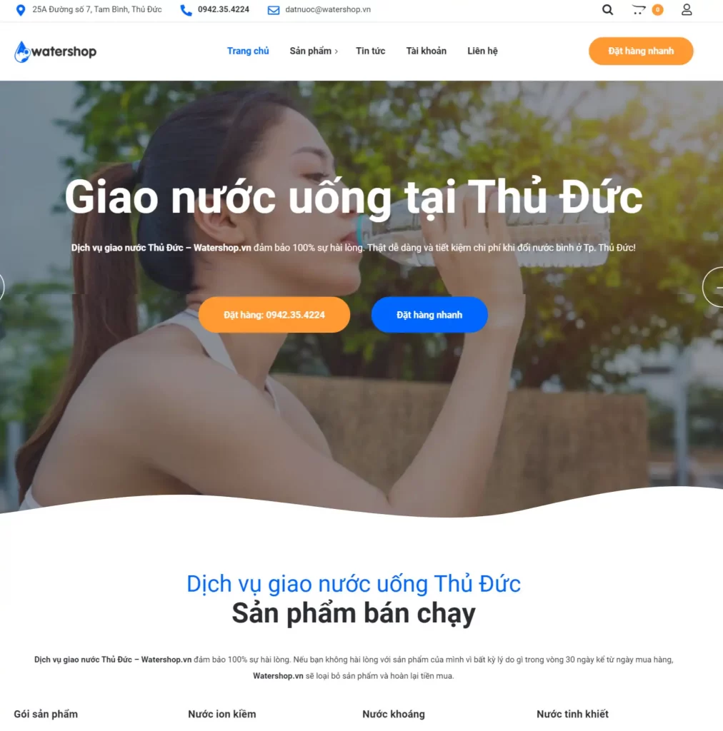 mẫu thiết kế website giao nước uống