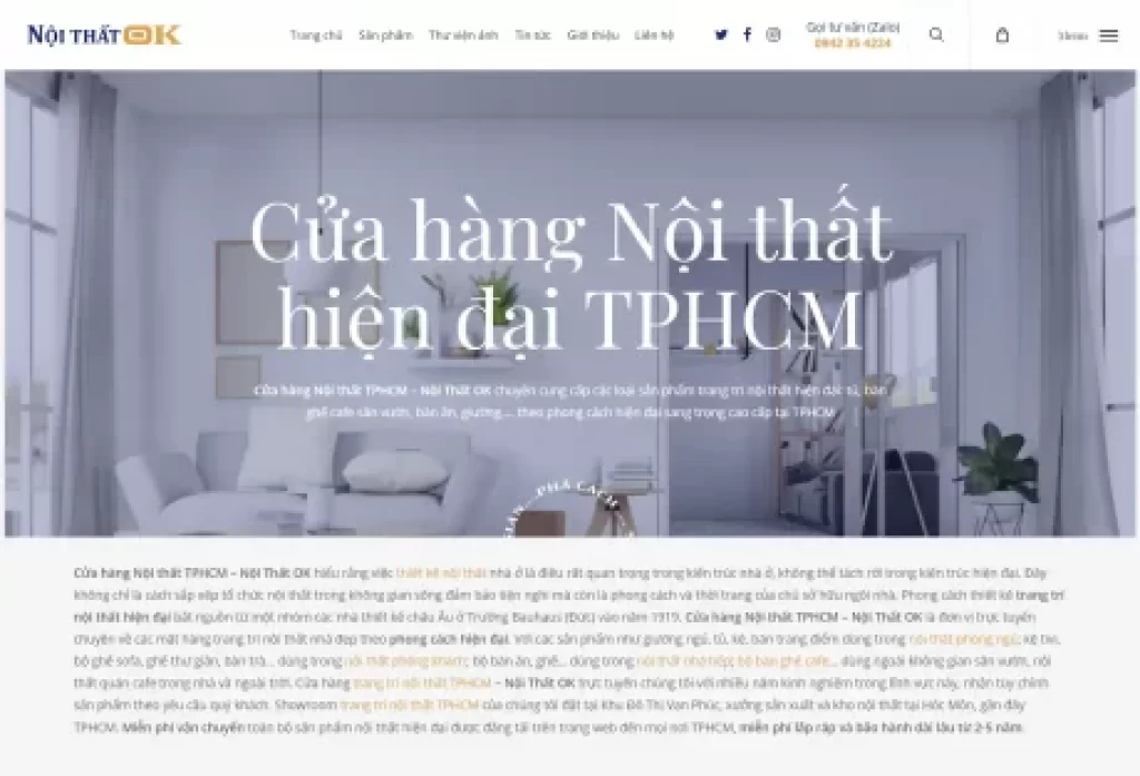 mẫu website nội thất