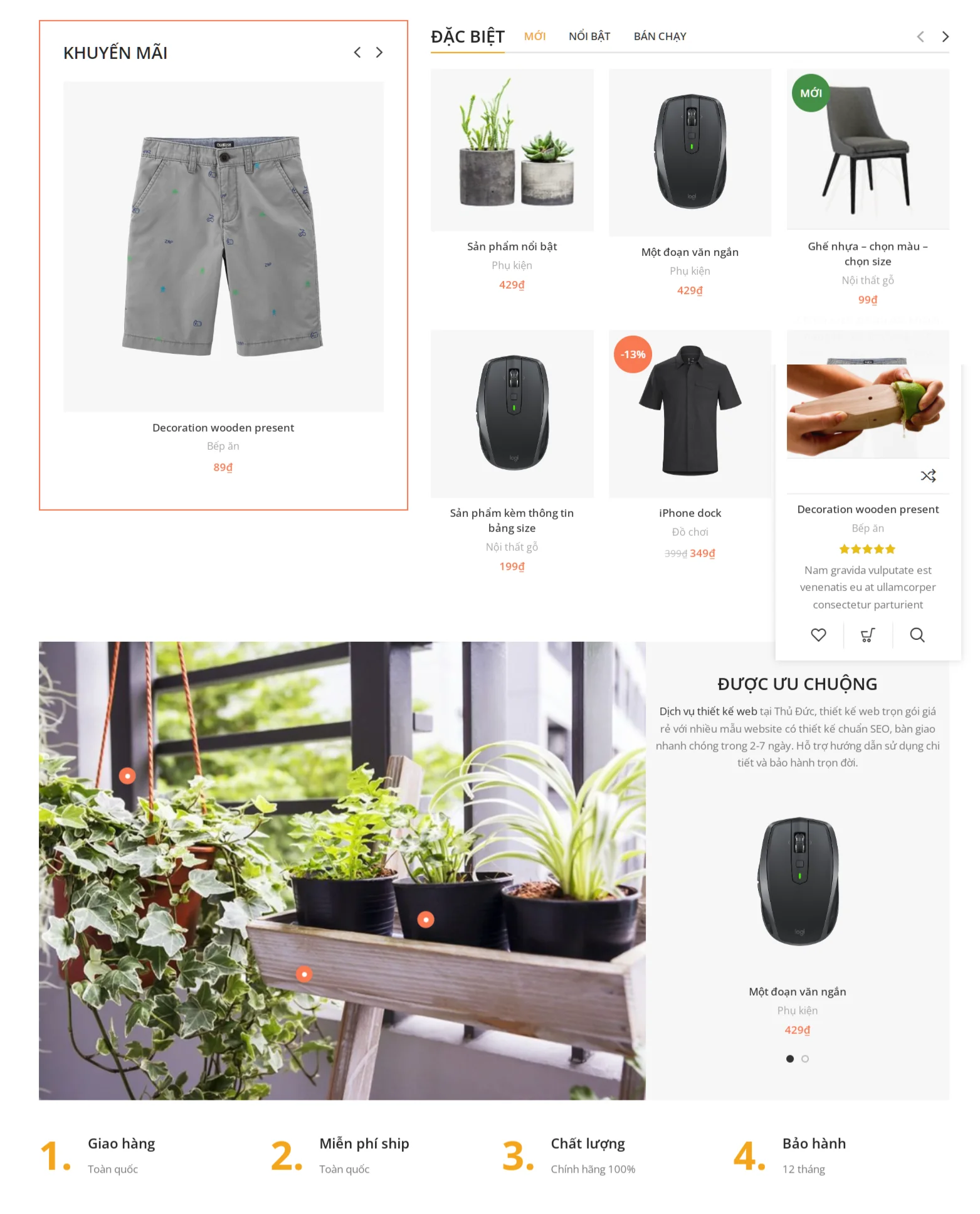 Trang sản phẩm web bán hàng